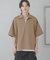 『ユニセックス』ダンボールポンチハーフジップショートスリーブTシャツ