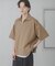 『ユニセックス』ダンボールポンチハーフジップショートスリーブTシャツ