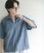『ユニセックス』ダンボールポンチハーフジップショートスリーブTシャツ