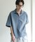 『ユニセックス』ダンボールポンチハーフジップショートスリーブTシャツ