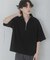 『ユニセックス』ダンボールポンチハーフジップショートスリーブTシャツ
