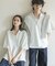 『ユニセックス』ダンボールポンチハーフジップショートスリーブTシャツ