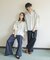 『ユニセックス』ダンボールポンチハーフジップショートスリーブTシャツ