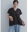 裾刺繍Vネックブラウス