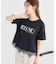 裾レースロゴプリントTシャツ