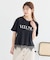 裾レースロゴプリントTシャツ