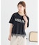 裾レースロゴプリントTシャツ