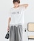 裾レースロゴプリントTシャツ