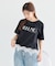 裾レースロゴプリントTシャツ