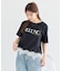裾レースロゴプリントTシャツ