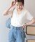 襟付きスキッパー半袖ニットポロ