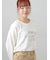 レース付きロゴプリントロングTシャツ
