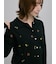 ポロカラー刺繍ロングスリーブニット