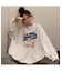 duckプリント 古着風 オーバーサイズ スウェットトレーナー 裏起毛付き