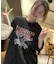 ビッグシルエット ジャンキープリント ピグメント 半袖 Tシャツ 古着風 フライドポテト カレッジロゴ