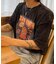 ビッグシルエット ジャンキープリント ピグメント 半袖 Tシャツ 古着風 フライドポテト カレッジロゴ