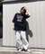 ビッグシルエット ジャンキープリント ピグメント 半袖 Tシャツ 古着風 フライドポテト カレッジロゴ