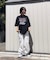 ビッグシルエット ジャンキープリント ピグメント 半袖 Tシャツ 古着風 フライドポテト カレッジロゴ