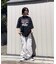 ビッグシルエット ジャンキープリント ピグメント 半袖 Tシャツ 古着風 フライドポテト カレッジロゴ
