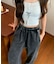 薄手 韓国 古着風 ピグメント ワイド スウェット トレーナー イージー ルーズ スウェット パンツ