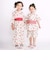 【お揃い】カンタン着付けプルオーバー浴衣+帯2種類 3点セット(90~140cm)