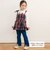 【お揃い】チェックティアードキャミソール+フロントプリント長袖カットソー2点セット(90~130cm)