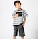 ランダムボーダーエンボスロゴ半袖ドロストTシャツ(90~160cm)