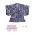 【お揃い】イチゴx花x花火総柄ショート丈プルオーバー浴衣+帯セット(80~130cm)