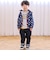 電車モチーフサガラ刺しゅうボーダー柄長袖Tシャツ(80~130cm)