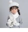 【お揃い】パールモチーフリボン格子編みニットマフラー