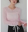 袖シャーリングシアートップス