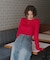 袖シャーリングシアートップス