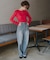 袖シャーリングシアートップス