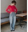 袖シャーリングシアートップス