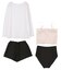 4点セット/長袖トップス付シャーリングビキニ×ショートパンツ/水着