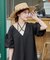 前後2wayリボンデザインギャザーボリュームワンピース