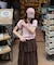 配色襟付き半袖ニットトップス