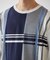 ニット×ポンチ パネル切り替え クルーネックロンT