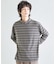 フェードジャガードボーダー モックネックTシャツ