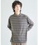 フェードジャガードボーダー モックネックTシャツ