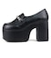 ローファー レディース 厚底 10cmヒール パール ビジュー 飾り ハイヒール 軽量 地雷系 量産型 参戦服 ラウンドトゥ 合成皮革 レザー エナメル 闇属性 ゆめかわ (1596)