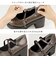 パンプス レディース 厚底 クロス ストラップタンクソール ラウンドトゥ 軽量 歩きやすい 2way 合成皮革 エナメル 可愛い 8cmヒール 黒 ブラック おでこ靴 (3061)