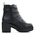 ブーツ レディース 厚底 ショート 歩きやすい ショートブーツ 黒 ベルト 8cmヒール 大きいサイズ 3E サイドジップ 痛くない 柔らかい 疲れにくい ブラック レザー 合成皮革 タンクソール (1639M)