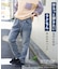 WEB限定 ウエストリブ デニム サルエルパンツ