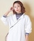 ショートスラブ フライス ボーダー 長袖 衿フリル インナー