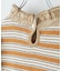 ショートスラブ フライス ボーダー 長袖 衿フリル インナー
