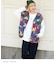 やわらか ボア 総柄 ジップベスト