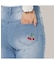 ワンポイント刺繍ワイドデニムパンツ