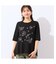 【洗える・綿100%】花刺繍AラインTシャツ