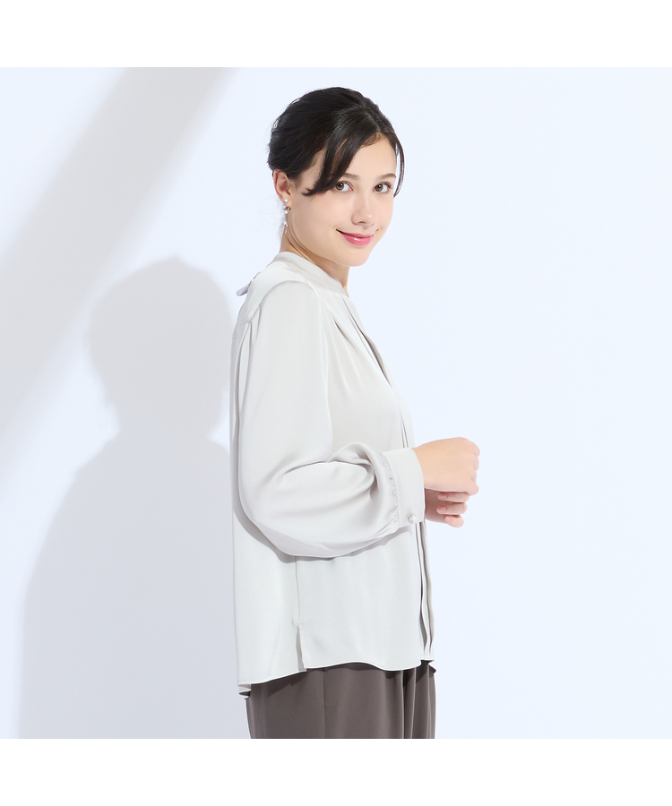【M～4L】ウォッシャブルジョーゼットタックブラウス